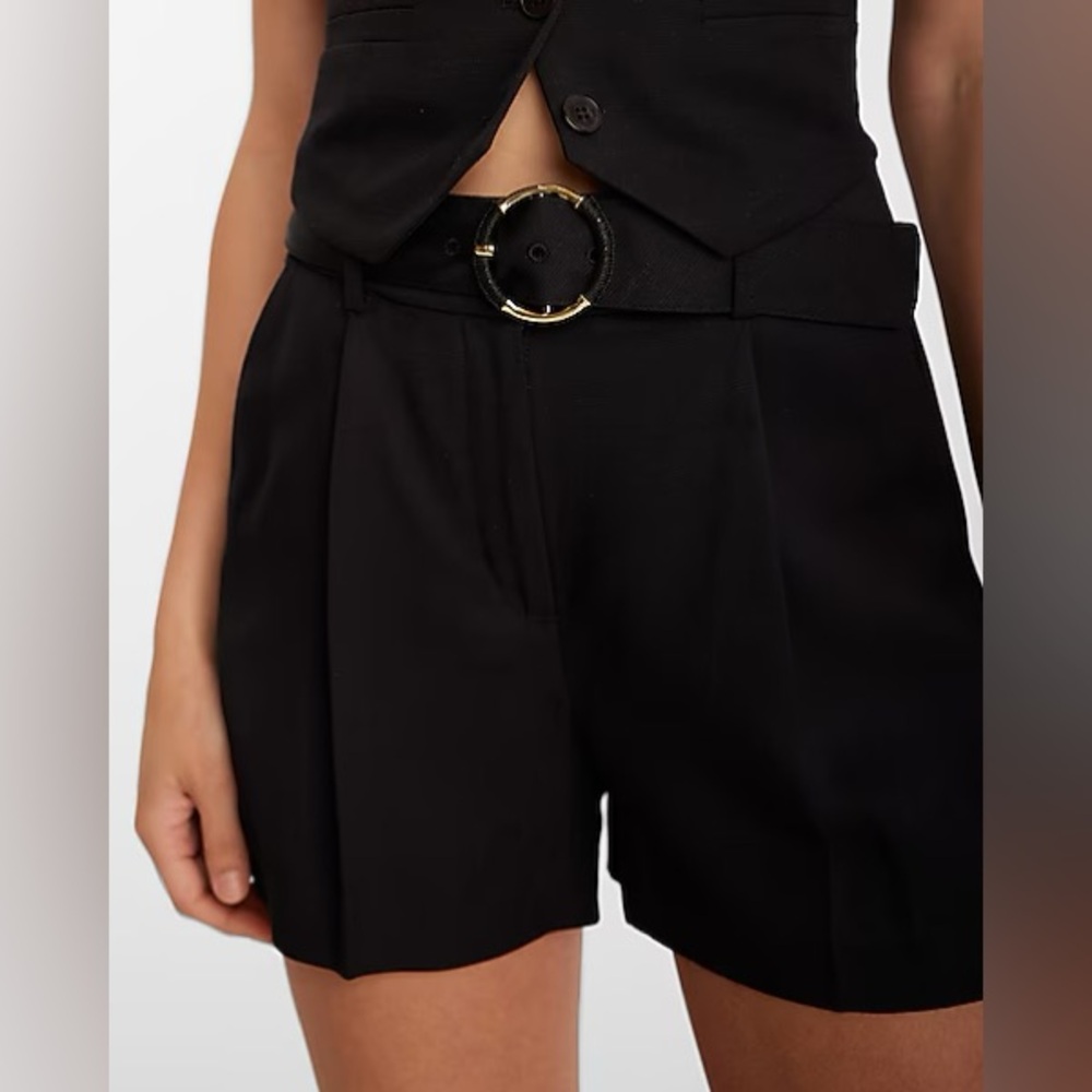 Stylist High Waisted Linen-Blend Belted Pleated Shorts